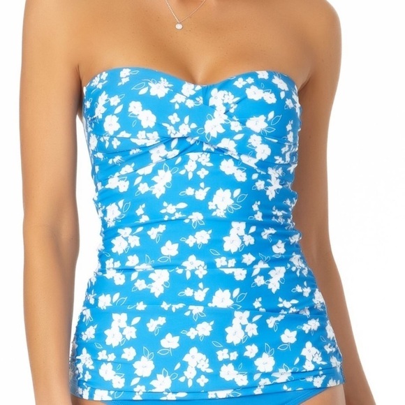 Anne Cole Other - Anne Cole Women's Front Bandeau Tankini Swimsuit Top Blue Size Medium